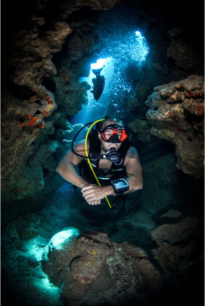 Diver with Cave scuba diving certification